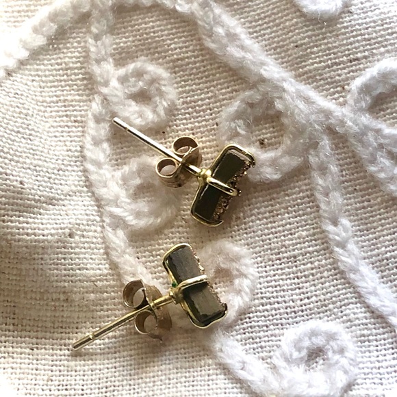 Gold Druzy posts - 14k over sterling - Picture 5 of 8